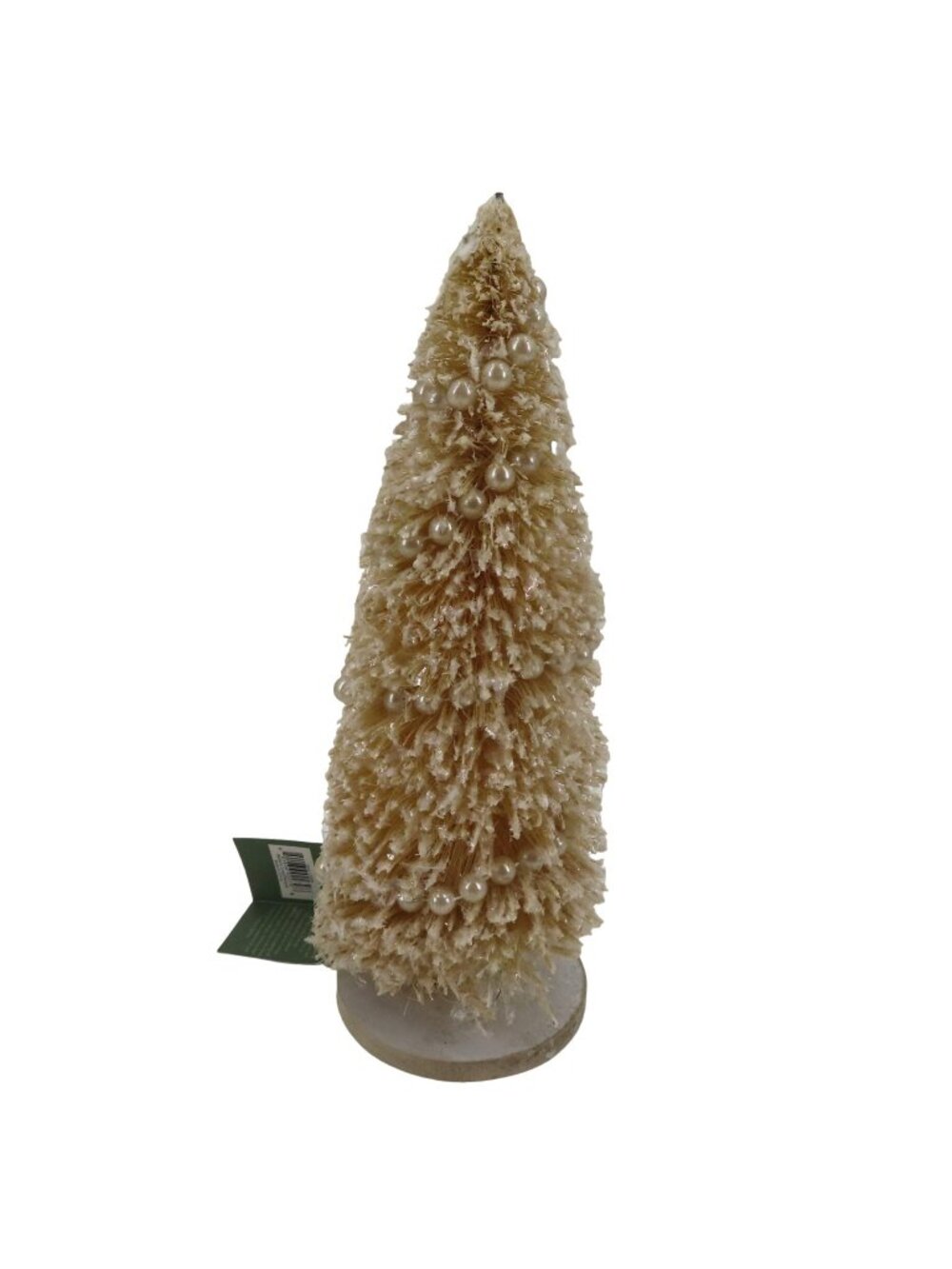 Bethany Lowe 12.25in Ivory Glitter Flocked Pearl Bottle Brush Tree Christmas NEW